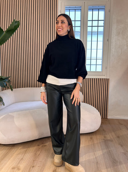 Pantalone Bella ecopelle nero