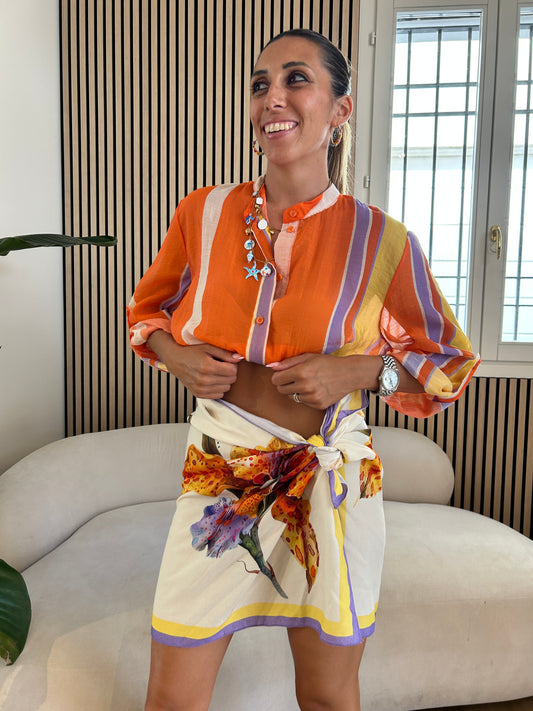 Camicia rigata giallo/arancio