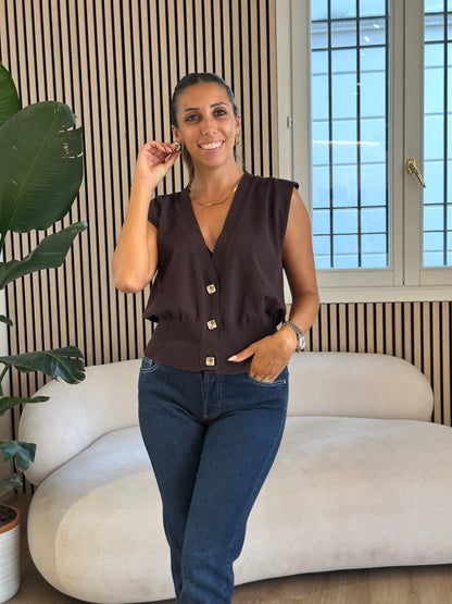 Gilet in viscosa con bottoni