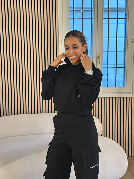 Felpa corta con cappuccio