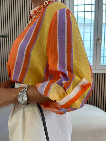 Camicia rigata giallo/arancio