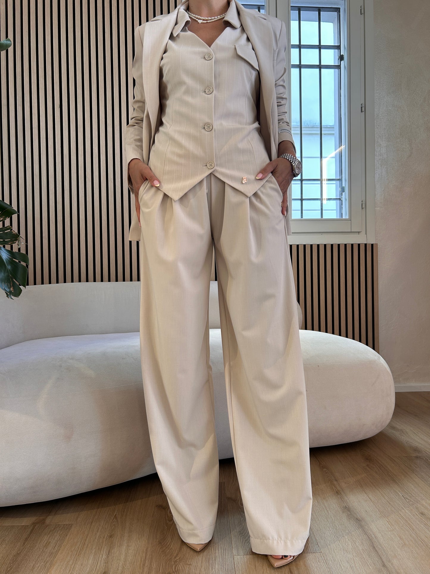 Gilet gessato con reverse