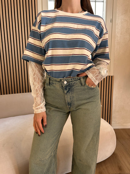 Maglia celeste con pizzo
