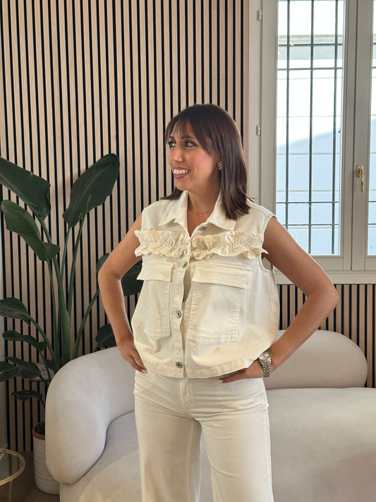 Gilet denim con rouches