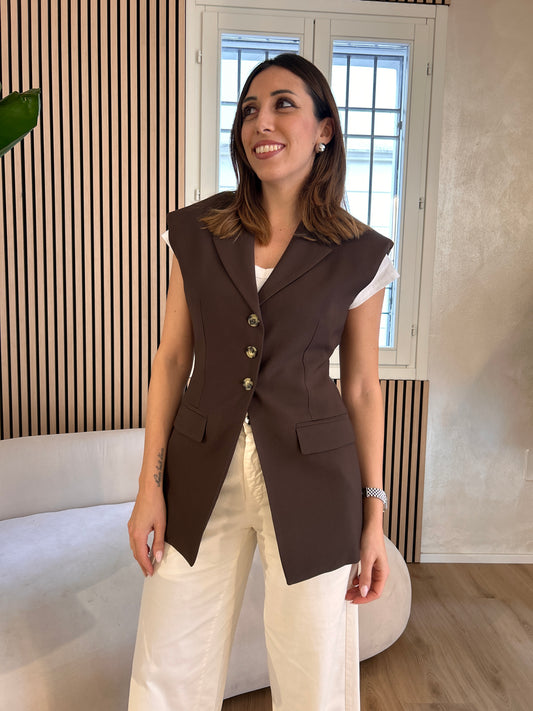 Gilet sfiancato cioccolato