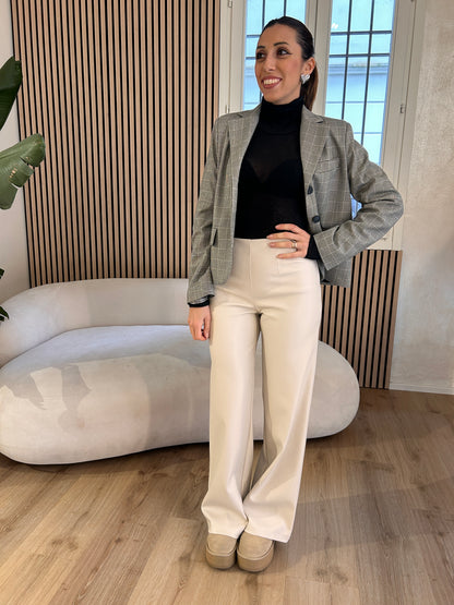 Pantalone ecopelle burro
