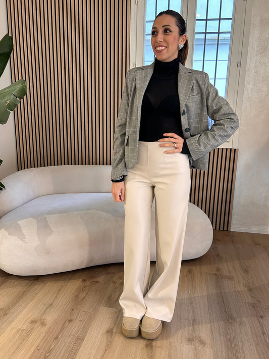 Pantalone ecopelle burro