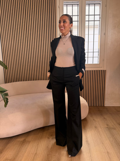 Pantalone flare in fresco lana