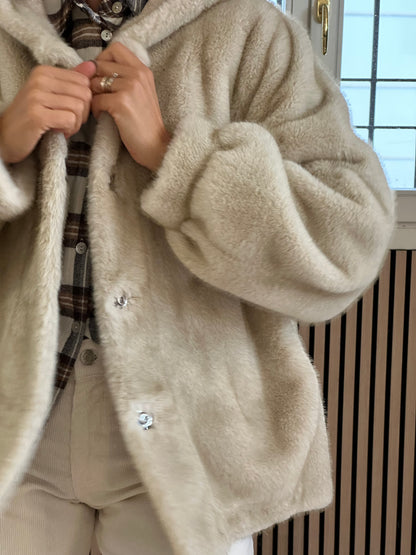 Pelliccia bomber beige