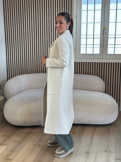 Cappotto monopetto handmade panna