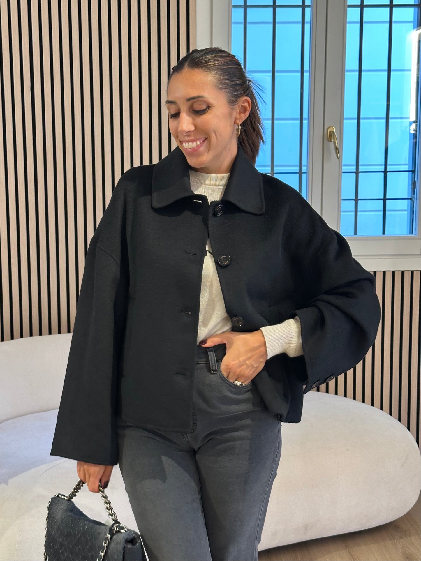 Cappotto outdoor corto nero