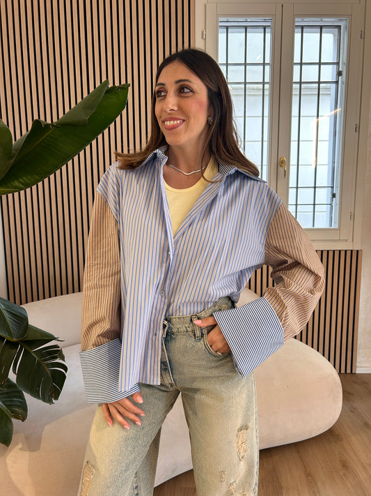 Camicia over tre tessuti