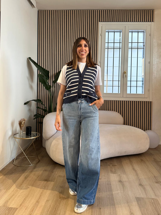 Jeans sfumati a gamba larga