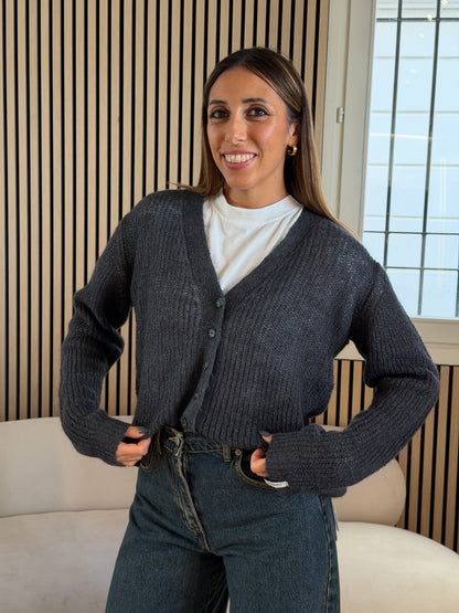 Cardigan corto in mohair Ferro
