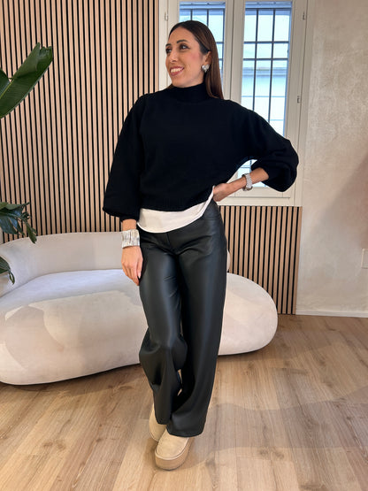 Pantalone Bella ecopelle nero