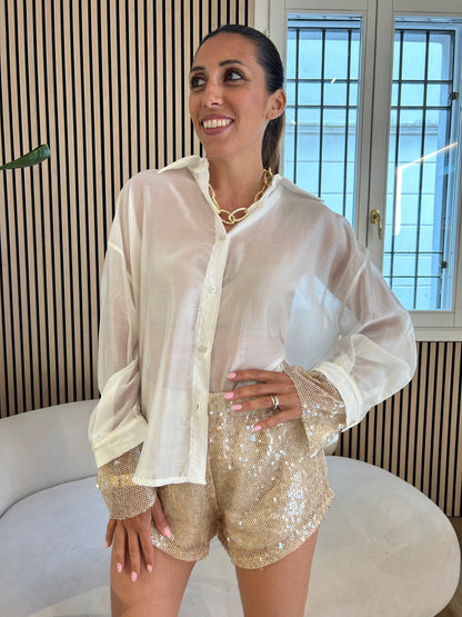 Camicia con polsino paillettes