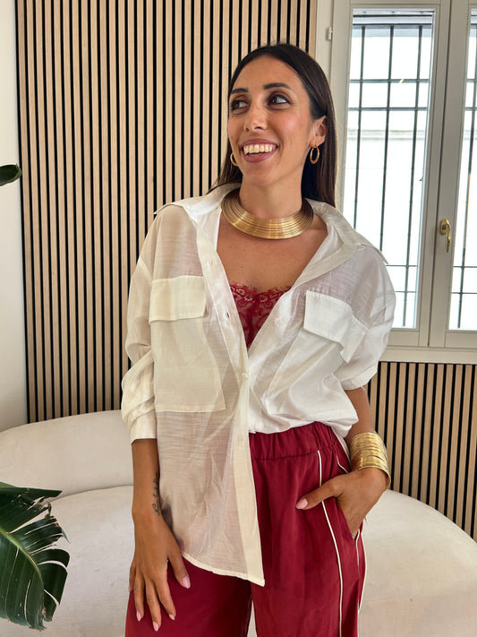 Camicia tasche over bianca