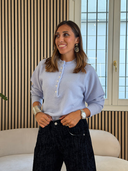 Girocollo bottoni 100% lana nuvola