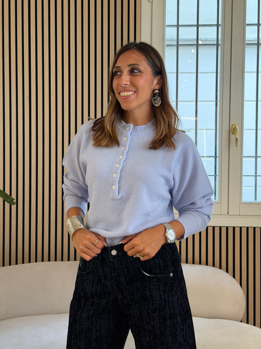 Girocollo bottoni 100% lana nuvola