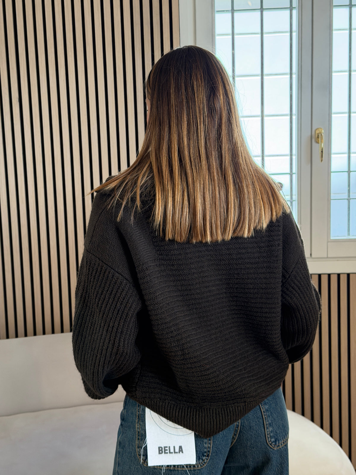 Maglia con collo alto caffè