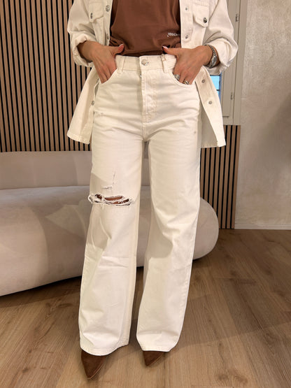 Pantalone in bull denim a palazzo