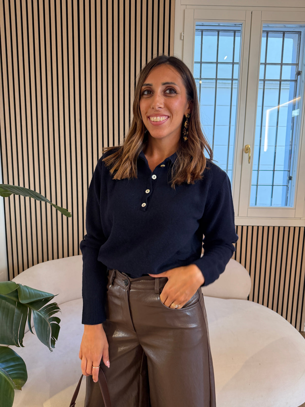 Polo 100% lana blu Navy
