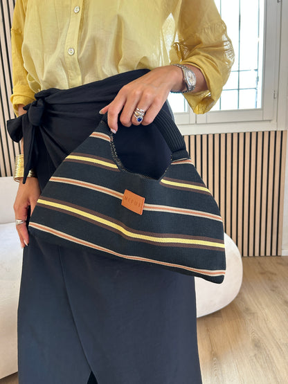 Mini bag black rigata