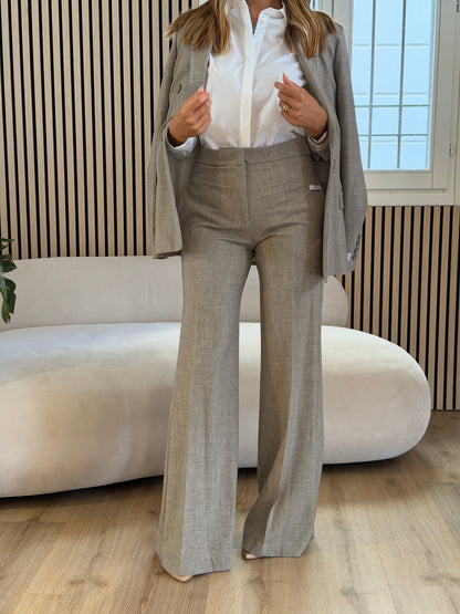 Pantalone beige flare in poliviscosa