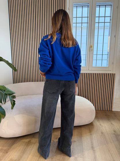 Maglia corsetto zip bluette