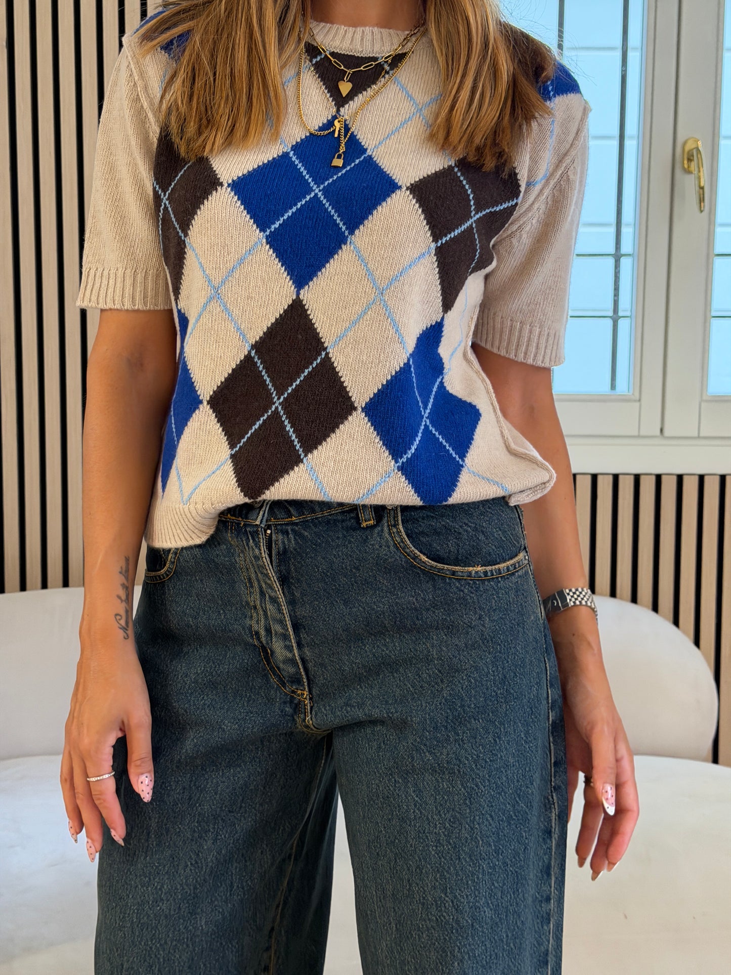 Maglia manica corta rombi