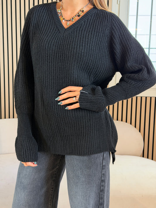 Maglia girocollo con dettaglio nero