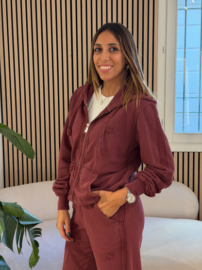 Felpa cappuccio full zip rovescio