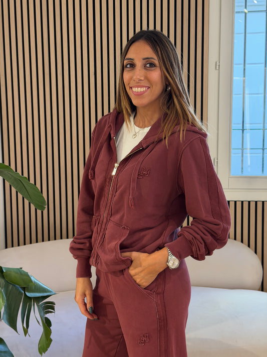 Felpa cappuccio full zip rovescio