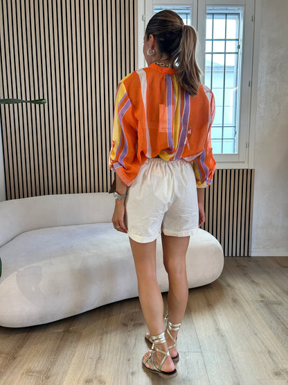 Camicia rigata giallo/arancio