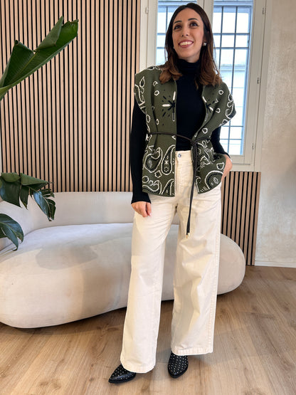 Pantalone chino con foulard Avorio