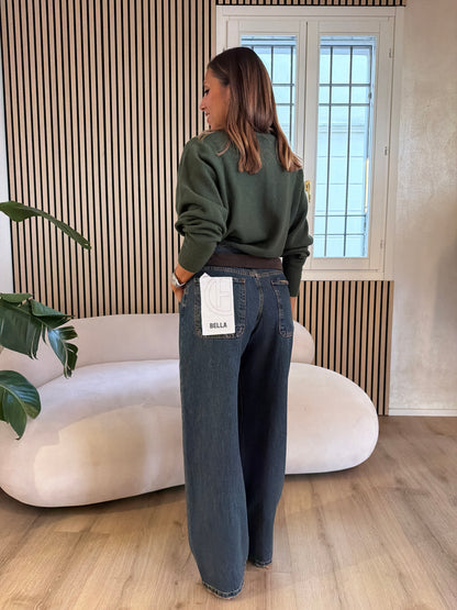 Girocollo bottoni 100% lana khaki