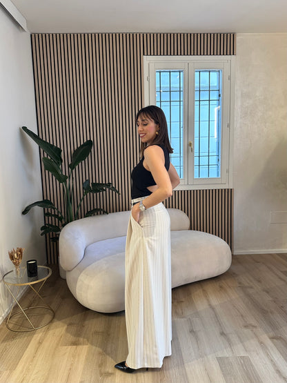 Pantalone doppia cinta gessato