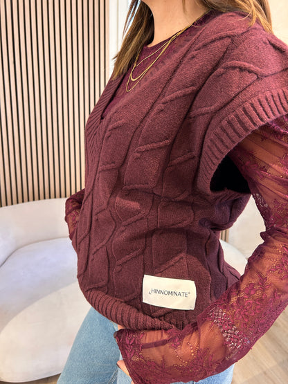 Gilet in maglia con trecce