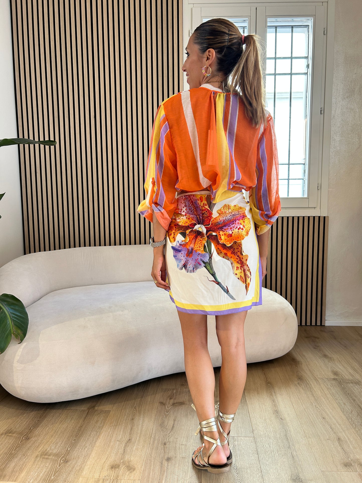 Gonna pareo Orchidea arancio