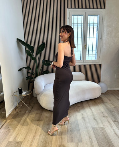 Abito lungo viscosa cut out