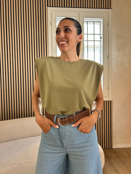 T-shirt spalline imbottite verde