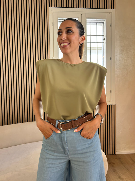 T-shirt spalline imbottite verde