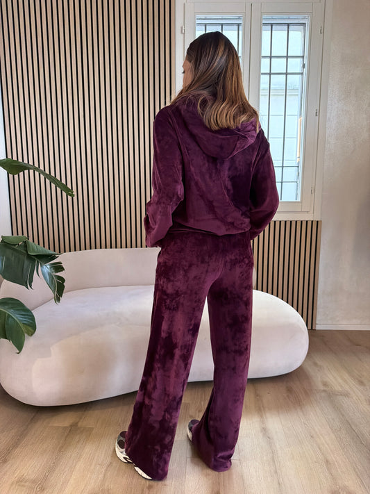Pantalone dritto in ciniglia bordeaux
