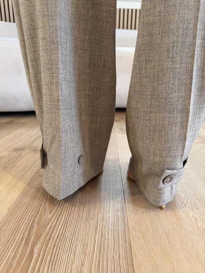 Pantalone beige con cinturino in poliviscosa