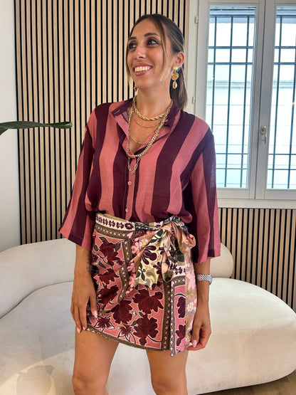 Camicia rigata rosa