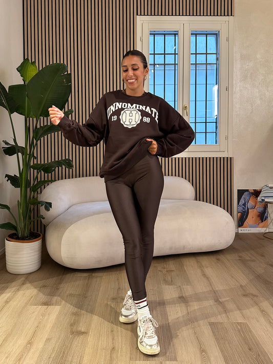 Leggins lycra lucida con elastico logato