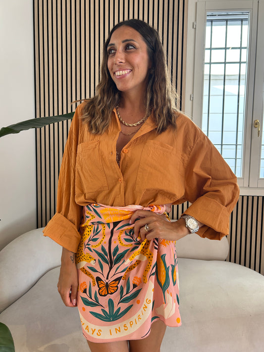 Camicia tasche papaya