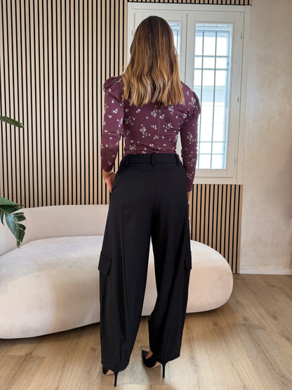 Pantalone baloon cargo nero