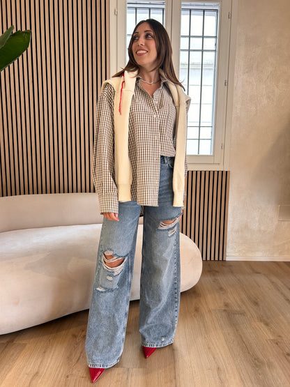 Jeans baggy fit in denim con rotture