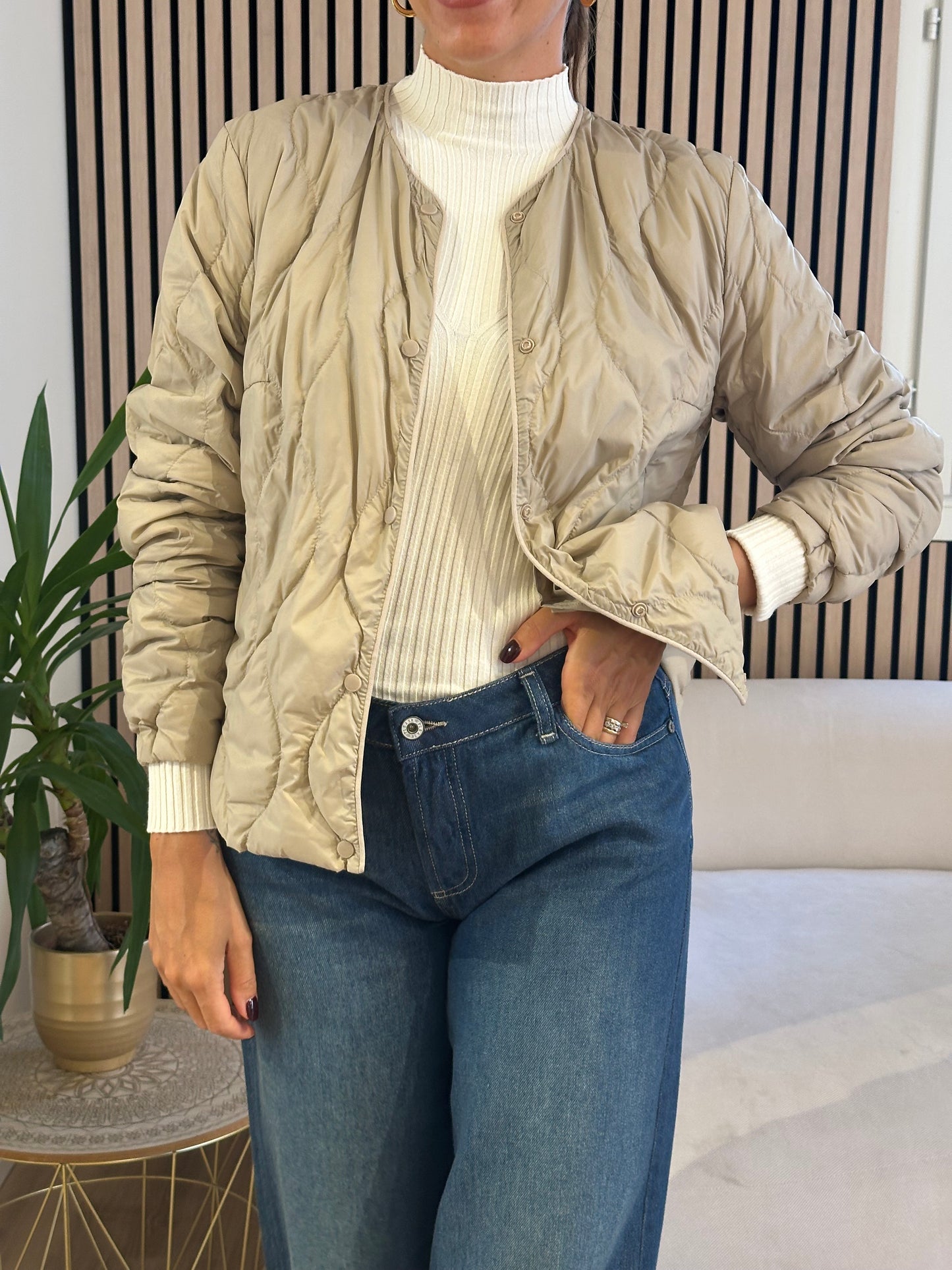 Giacca trapunta beige